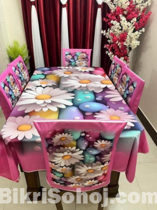 অরিজিনাল 3D ডাইনিং টেবিল ও চেয়ার কাভার সেট